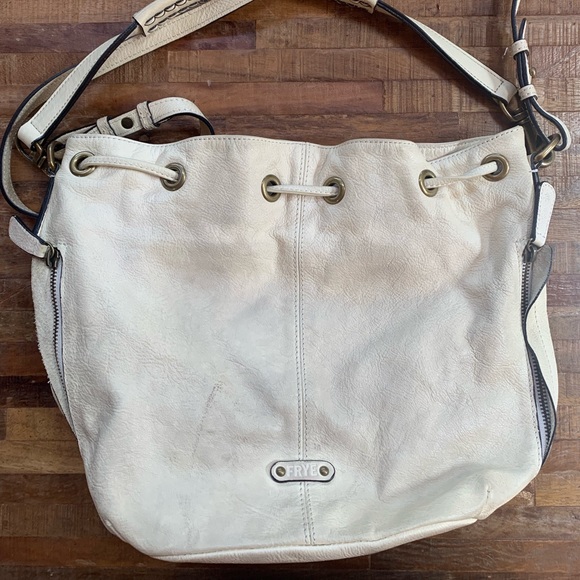 Frye White Leather Drawstring Bag - Picture 3 of 3